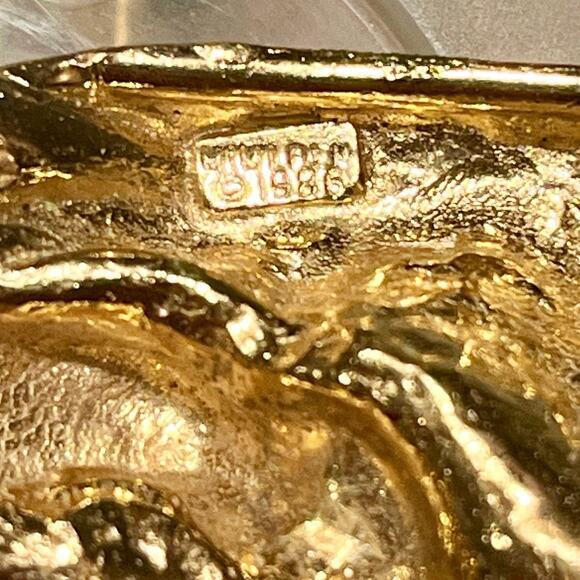 Vintage 1980s Gold Tone Bow Belt Buckle w/ Pink Leather Belt 1986 Statement glam - Picture 5 of 8